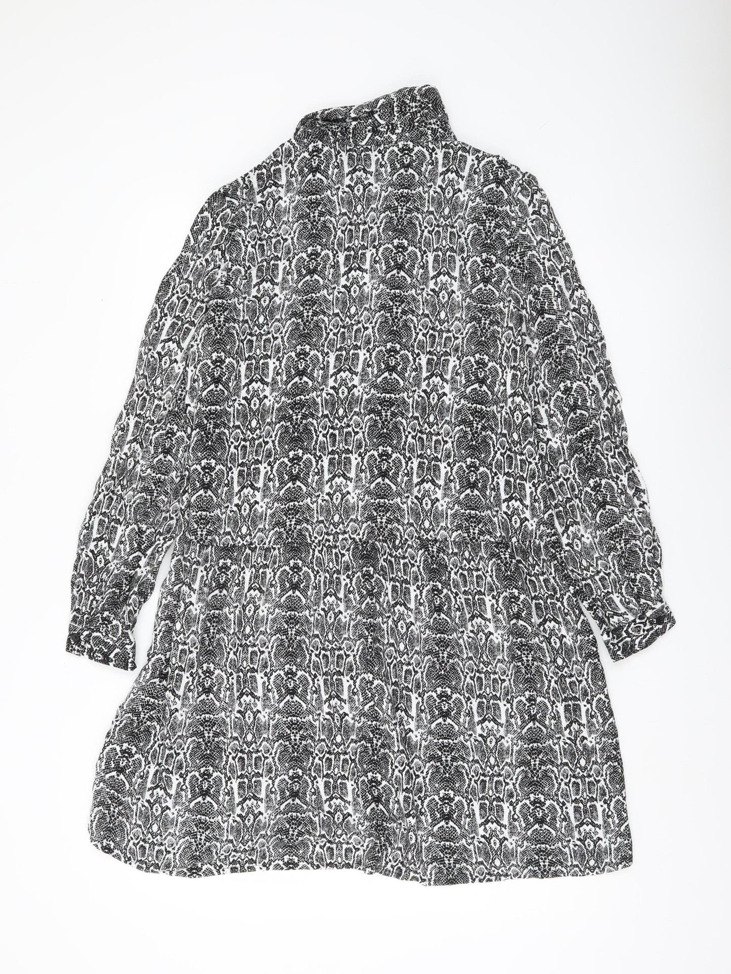 Esmara Women’s Black Snake Print Shirt Dress Size 8 Long Sleeve