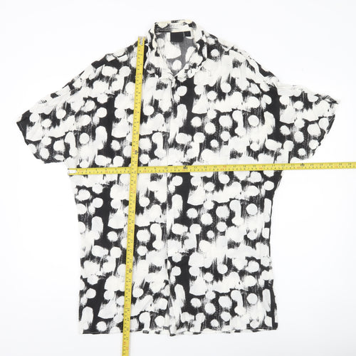 ASOS Men’s Black White Polka Dot Short Sleeve Button-Up Shirt S 36-38"