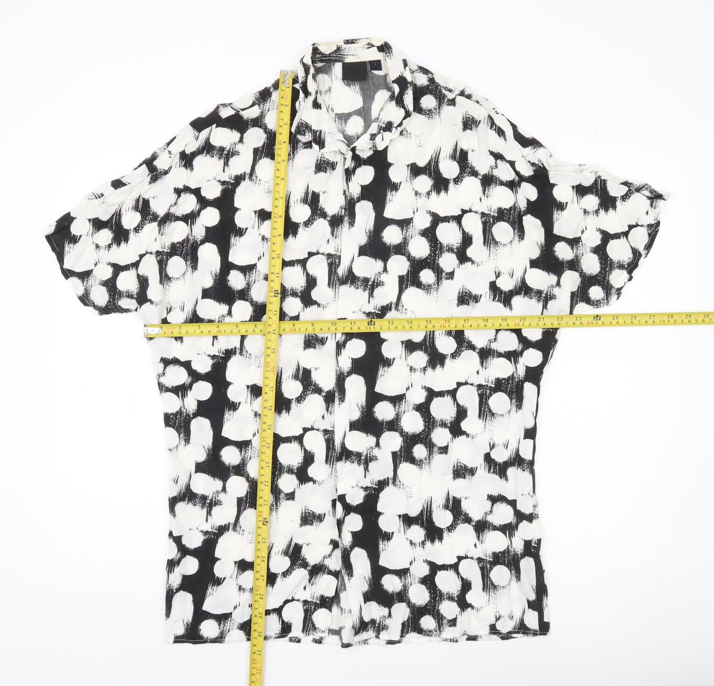 ASOS Men’s Black White Polka Dot Short Sleeve Button-Up Shirt S 36-38"