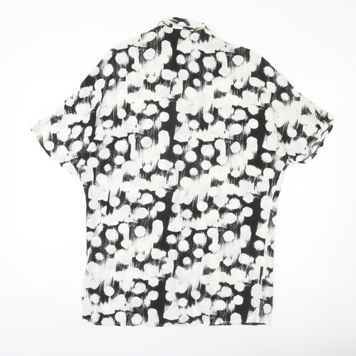 ASOS Men’s Black White Polka Dot Short Sleeve Button-Up Shirt S 36-38"