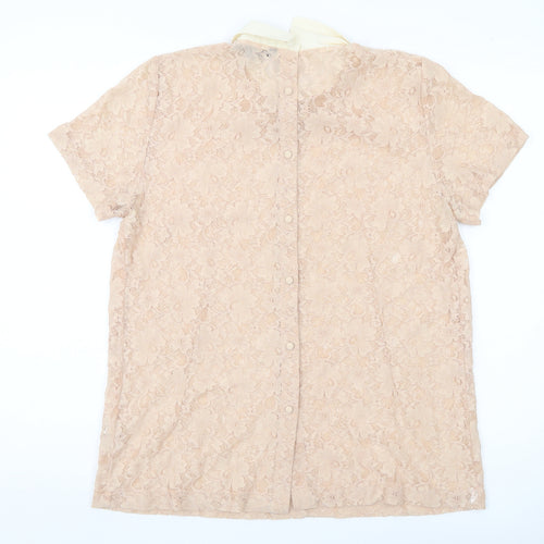French Connection Women’s Beige Lace Collared Blouse Size 14