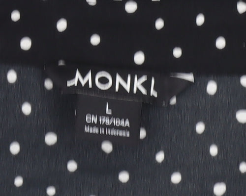 Monki Women’s Black Polka Dot Blouse Size 14 Collared Long Sleeve
