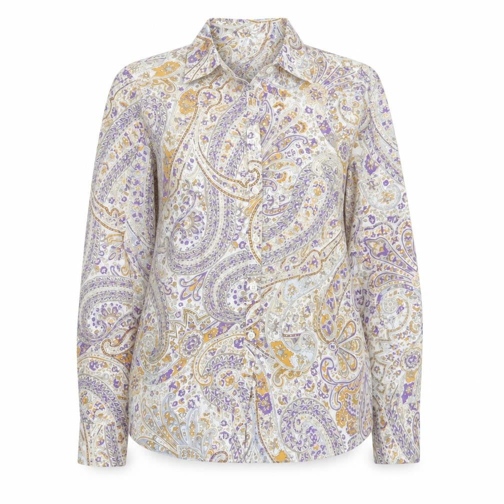 Lands' End Womens Paisley Button-Up Shirt UK 8 Multicoloured Cotton