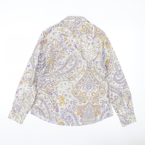 Lands' End Womens Paisley Button-Up Shirt UK 8 Multicoloured Cotton
