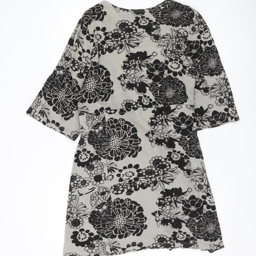 Evans Women’s Grey Floral Wrap Blouse Size 20 Cotton 3/4 Sleeve