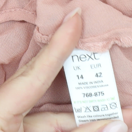 Next Women’s Pink Viscose Blouse Size 14 Long Sleeve Tunic