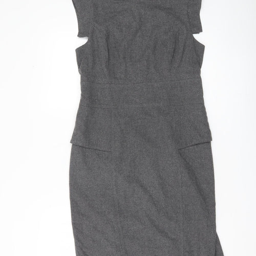 French Connection Women’s Grey Wool Blend Sheath Dress Size 12