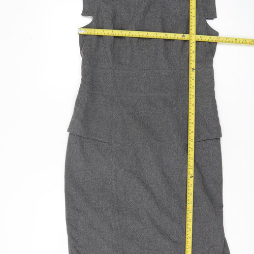 French Connection Women’s Grey Wool Blend Sheath Dress Size 12