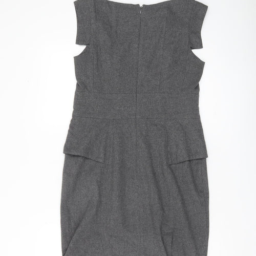French Connection Women’s Grey Wool Blend Sheath Dress Size 12
