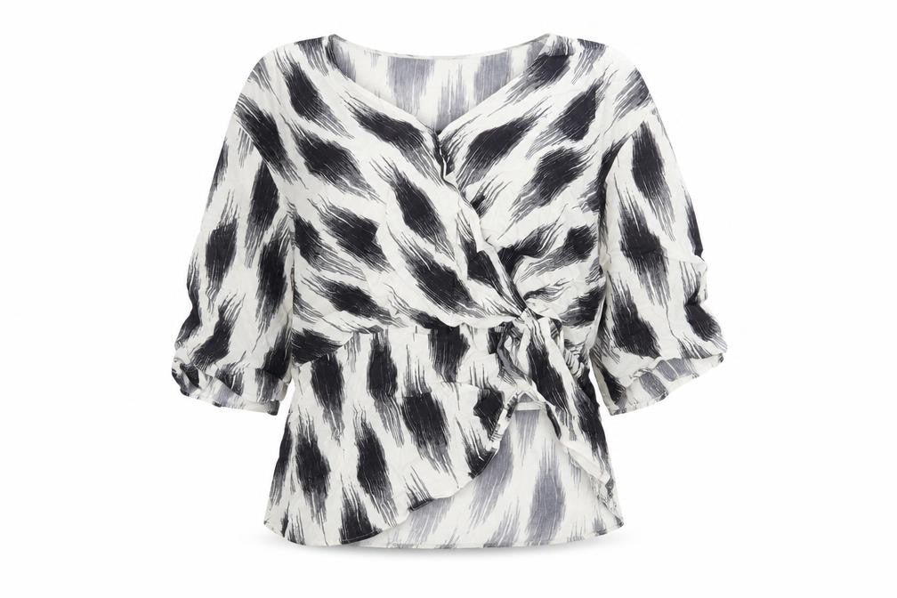 Marks and Spencer Women’s Ivory Black Wrap Blouse Size 14 Viscose