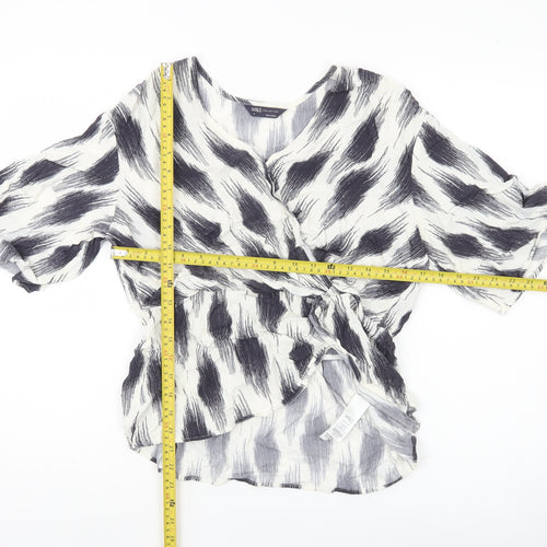 Marks and Spencer Women’s Ivory Black Wrap Blouse Size 14 Viscose