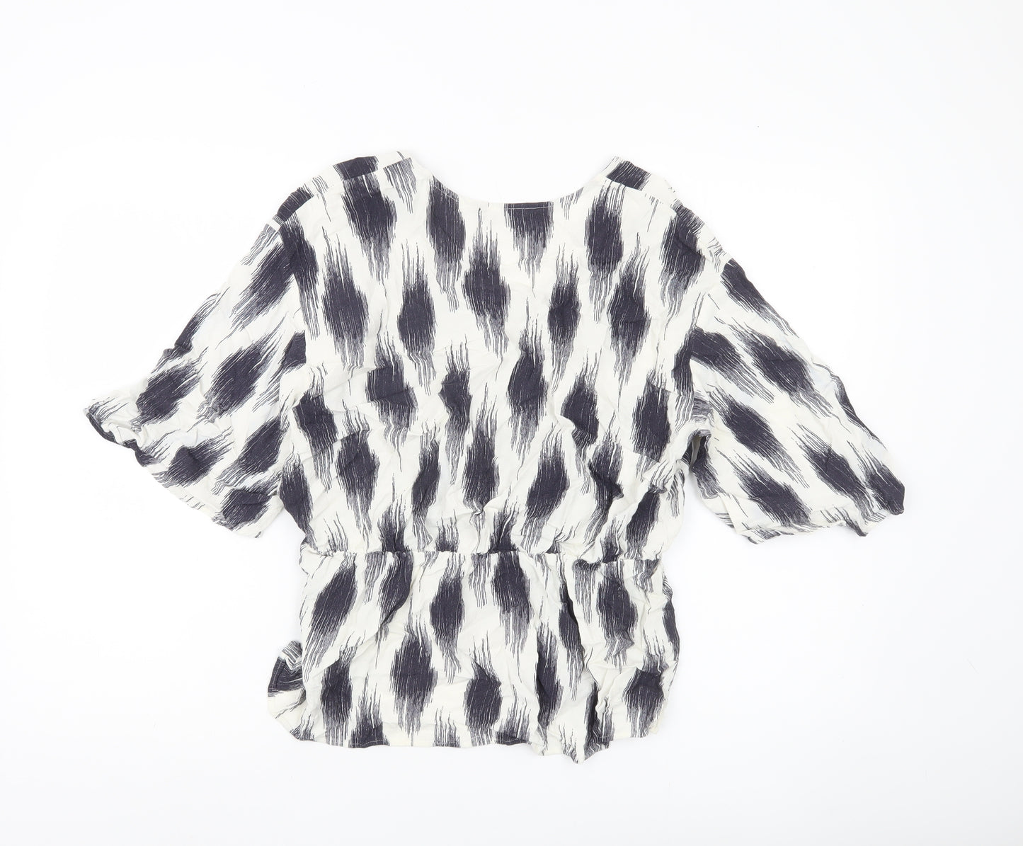 Marks and Spencer Women’s Ivory Black Wrap Blouse Size 14 Viscose
