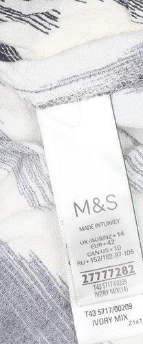 Marks and Spencer Women’s Ivory Black Wrap Blouse Size 14 Viscose