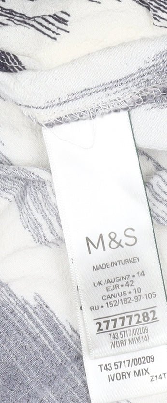Marks and Spencer Women’s Ivory Black Wrap Blouse Size 14 Viscose
