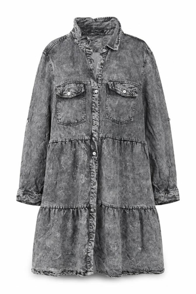 Velvet Heart Women’s Grey Shirt Dress M Lyocell Rayon Casual Travel