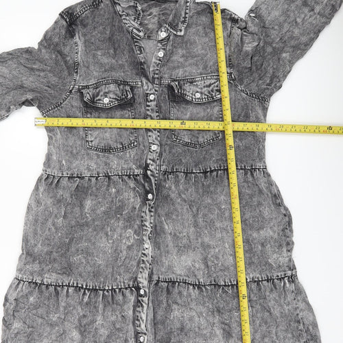 Velvet Heart Women’s Grey Shirt Dress M Lyocell Rayon Casual Travel