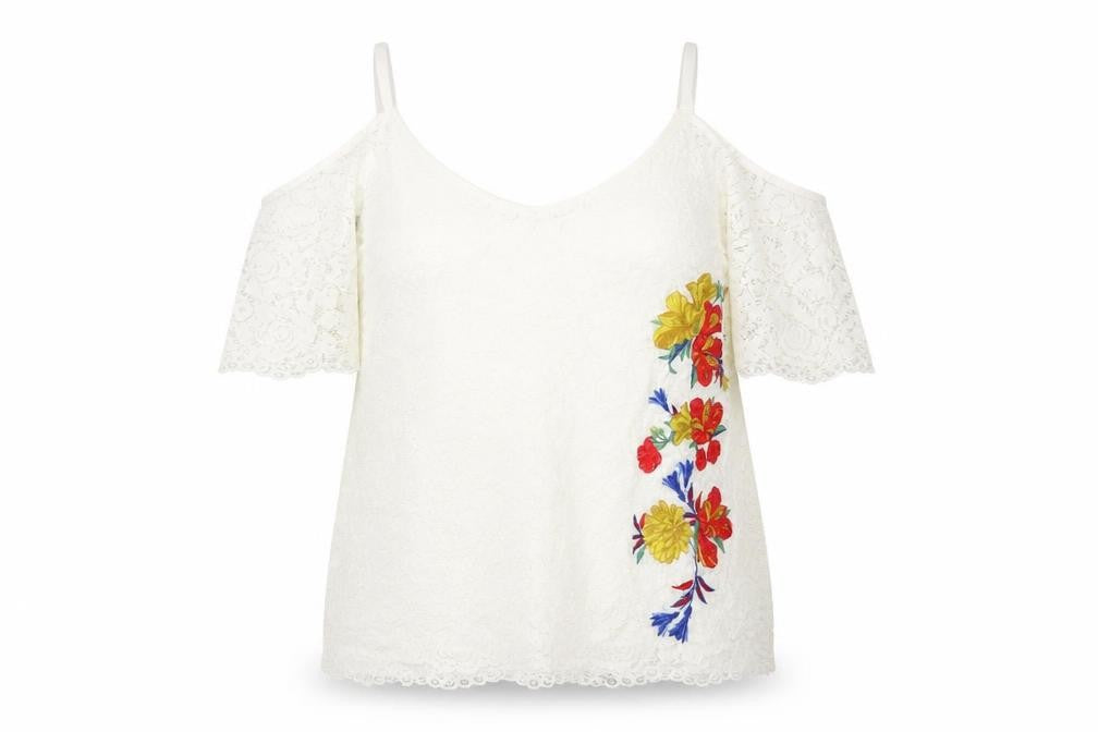 Soon Womens White Lace Floral Embroidered Cold Shoulder Blouse Size 18