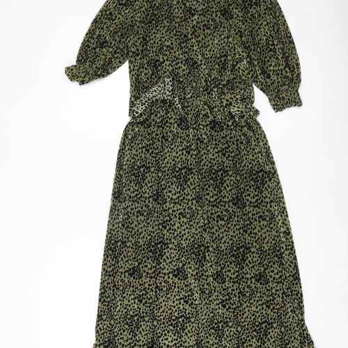 Miss Selfridge Women’s Green Animal Print Midi Dress Size 8