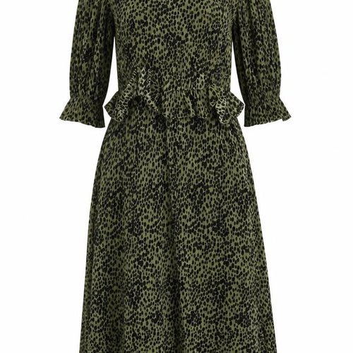 Miss Selfridge Women’s Green Animal Print Midi Dress Size 8