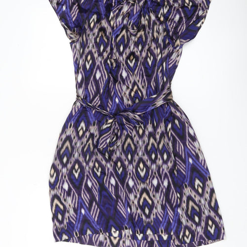 HJKLM Women’s Purple Silk Geometric Shift Dress Size 10