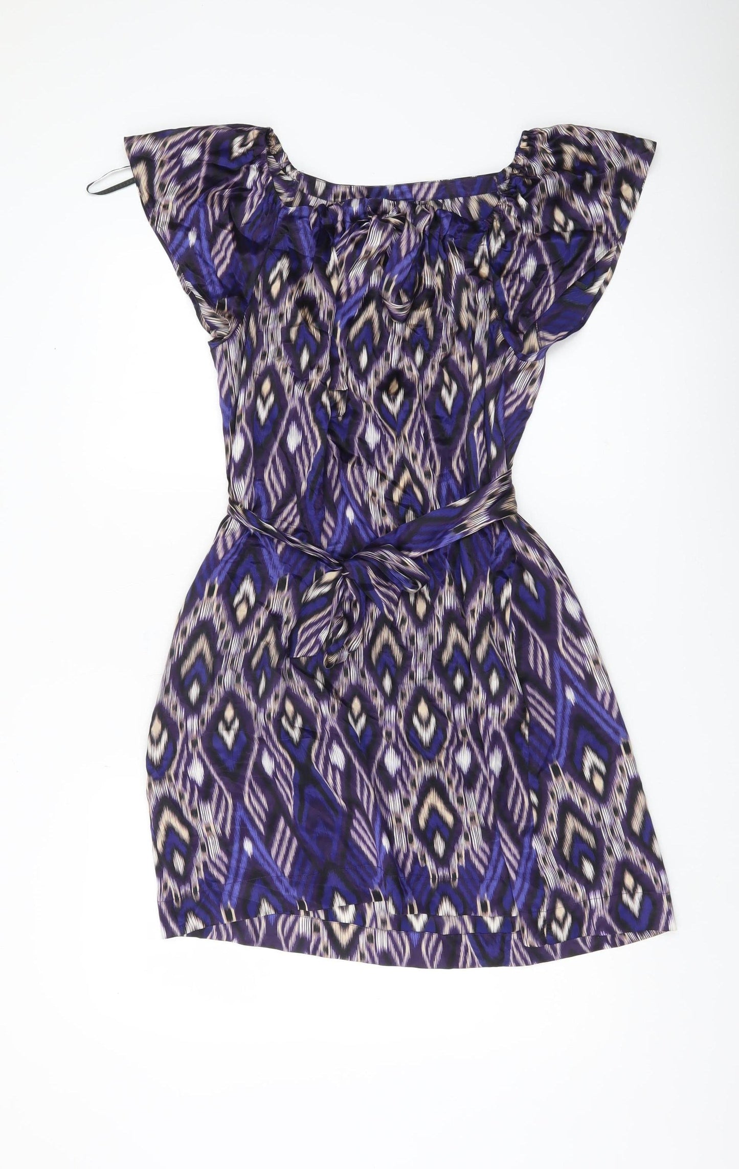HJKLM Women’s Purple Silk Geometric Shift Dress Size 10