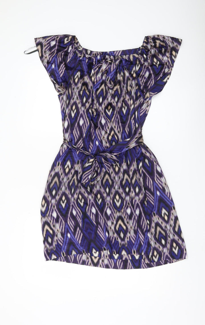 HJKLM Women’s Purple Silk Geometric Shift Dress Size 10