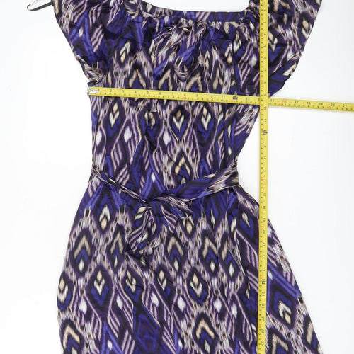 HJKLM Women’s Purple Silk Geometric Shift Dress Size 10