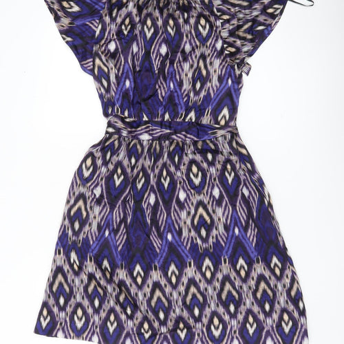 HJKLM Women’s Purple Silk Geometric Shift Dress Size 10