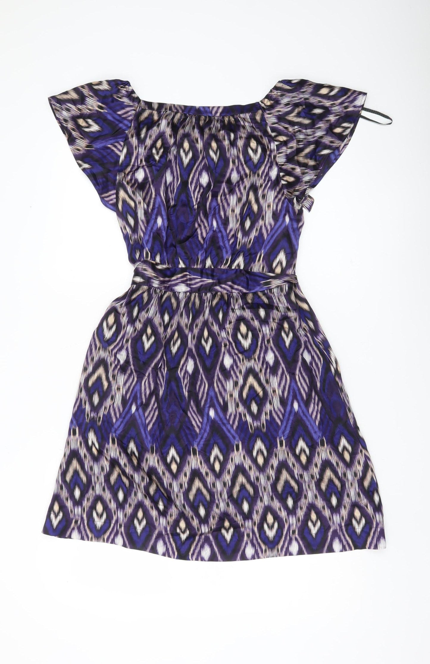 HJKLM Women’s Purple Silk Geometric Shift Dress Size 10