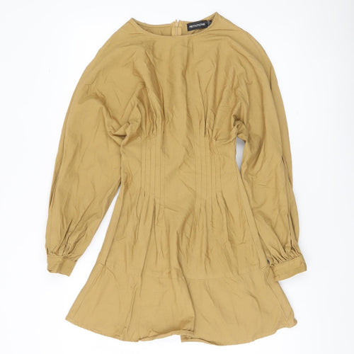 PrettyLittleThing Women's Beige A-Line Dress Size 4 Long Sleeve