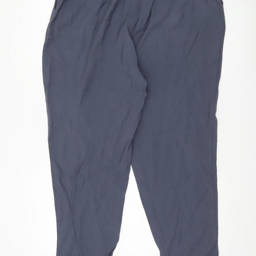 Oasis Womens Blue Cropped Tapered Trousers Size 14 UK Viscose Blend