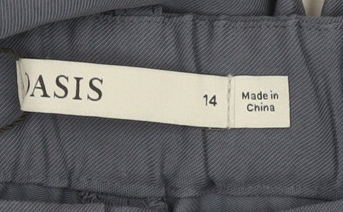Oasis Womens Blue Cropped Tapered Trousers Size 14 UK Viscose Blend