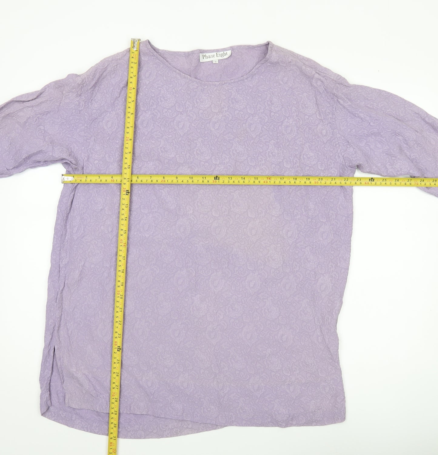 Phase Eight Women’s Purple Silk Tunic Blouse Long Sleeve S