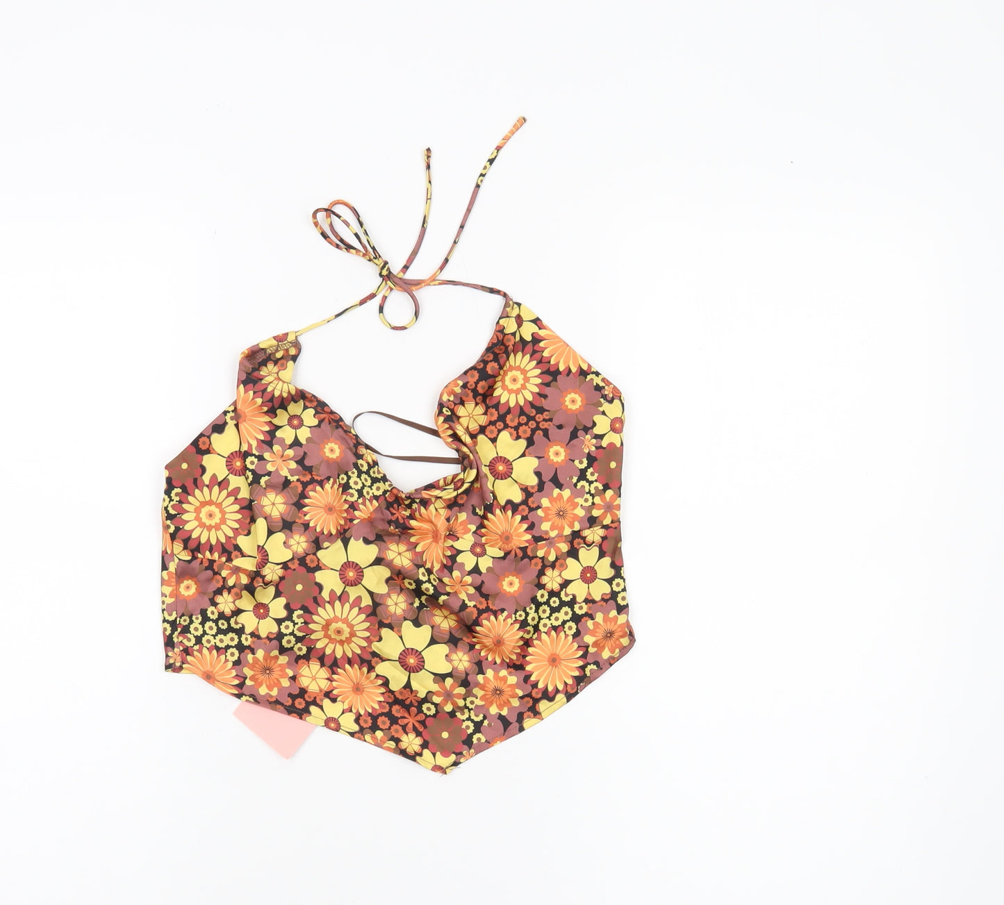 With You! Womens Multicoloured Floral Halter Camisole Tank Top M