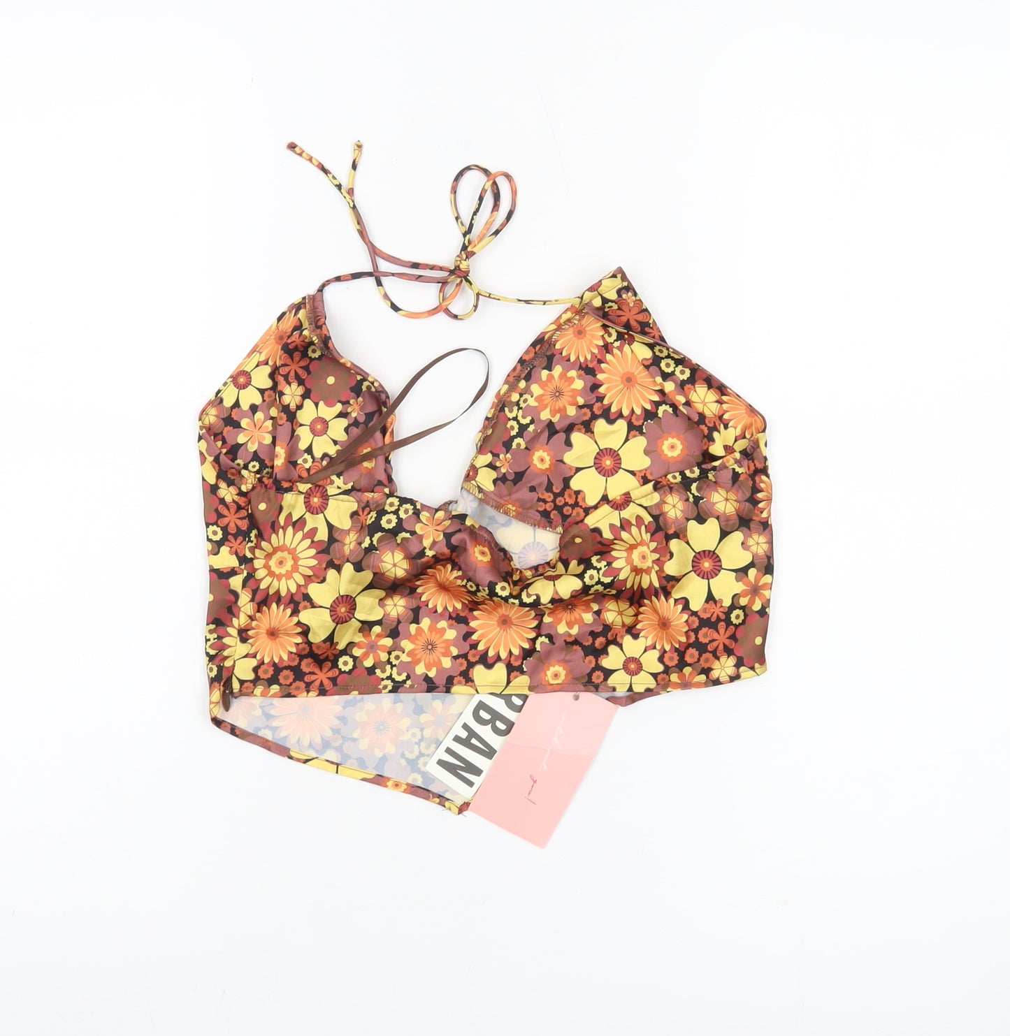 With You! Womens Multicoloured Floral Halter Camisole Tank Top M