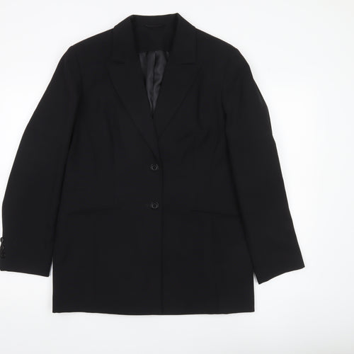 Essentials Womens Black Size 16 Regular Fit Two-Button Suit Jacket