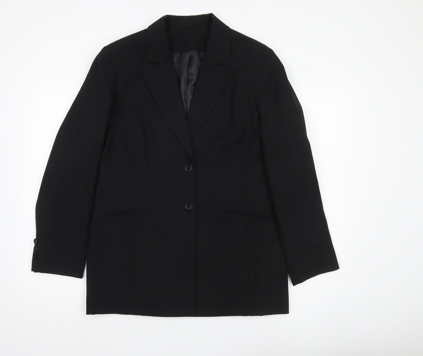 Essentials Womens Black Size 16 Regular Fit Two-Button Suit Jacket