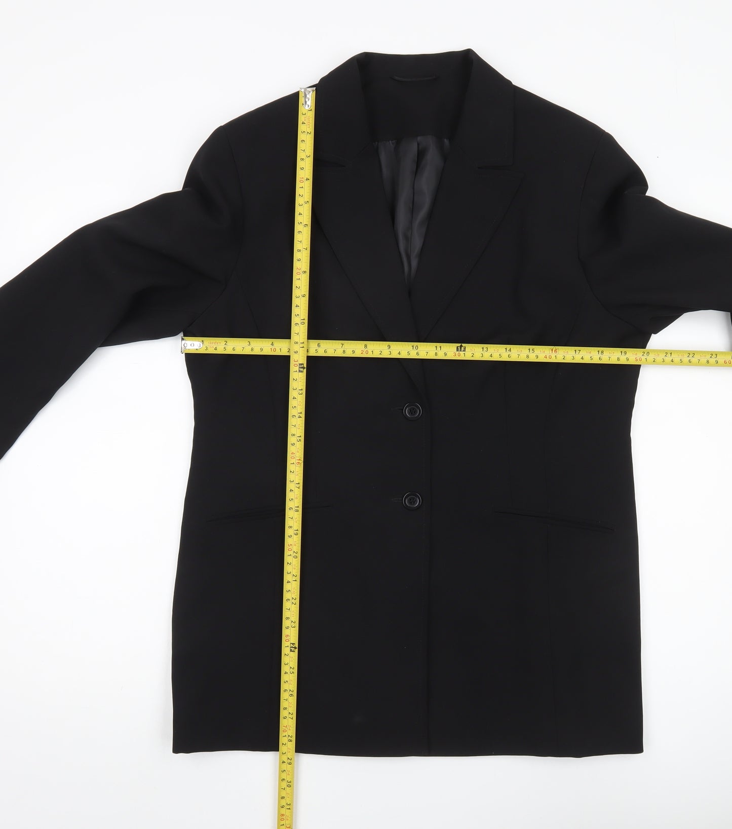 Essentials Womens Black Size 16 Regular Fit Two-Button Suit Jacket