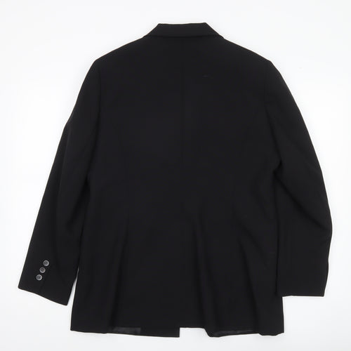 Essentials Womens Black Size 16 Regular Fit Two-Button Suit Jacket