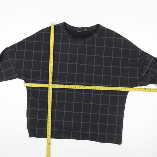 Zara Women Black Check Blouse Long Sleeve Basic Style Size S