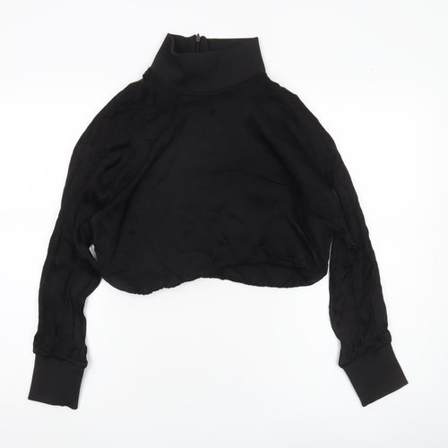 Zara Women’s Black Cropped High Neck Chiffon Blouse Size S