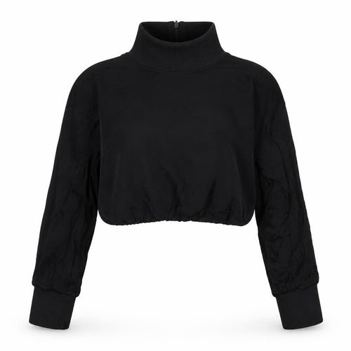 Zara Women’s Black Cropped High Neck Chiffon Blouse Size S