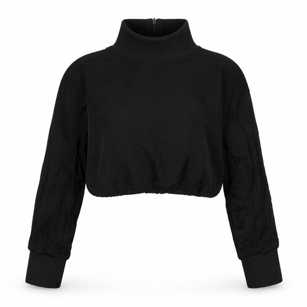 Zara Women’s Black Cropped High Neck Chiffon Blouse Size S