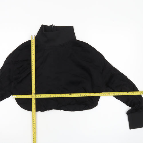 Zara Women’s Black Cropped High Neck Chiffon Blouse Size S