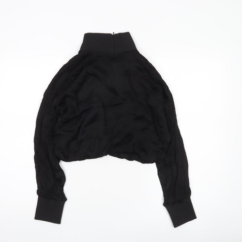 Zara Women’s Black Cropped High Neck Chiffon Blouse Size S