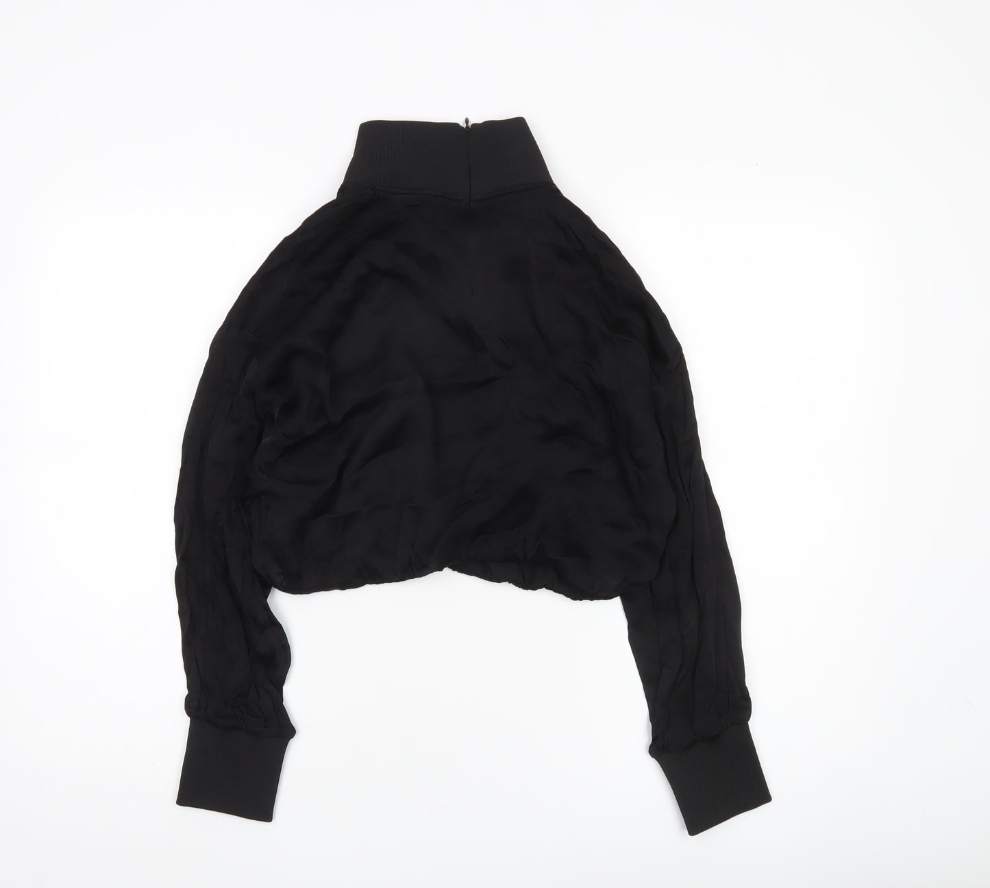 Zara Women’s Black Cropped High Neck Chiffon Blouse Size S