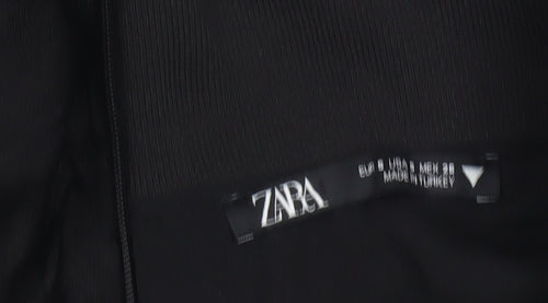 Zara Women’s Black Cropped High Neck Chiffon Blouse Size S
