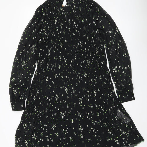 Hush Women’s Black Floral Shift Dress Size 10 Long Sleeve Knee Length