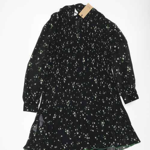 Hush Women’s Black Floral Shift Dress Size 10 Long Sleeve Knee Length