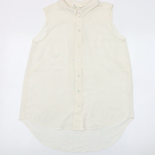 H&M Women’s Ivory Sleeveless Button-Up Blouse Size 10